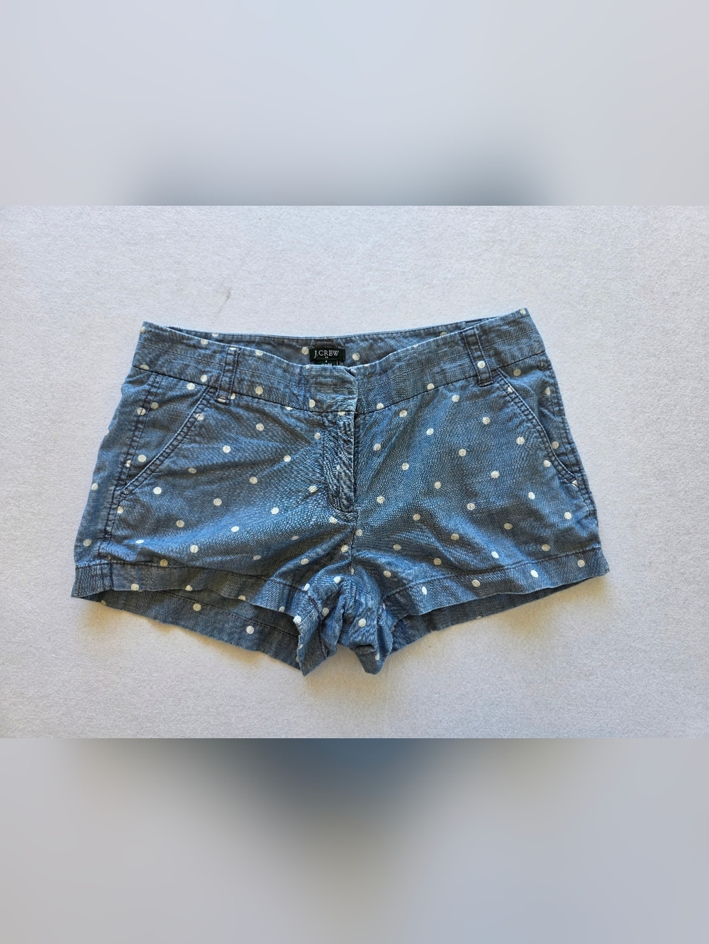 J. Crew Blue Chambray Polka Dot Shorts